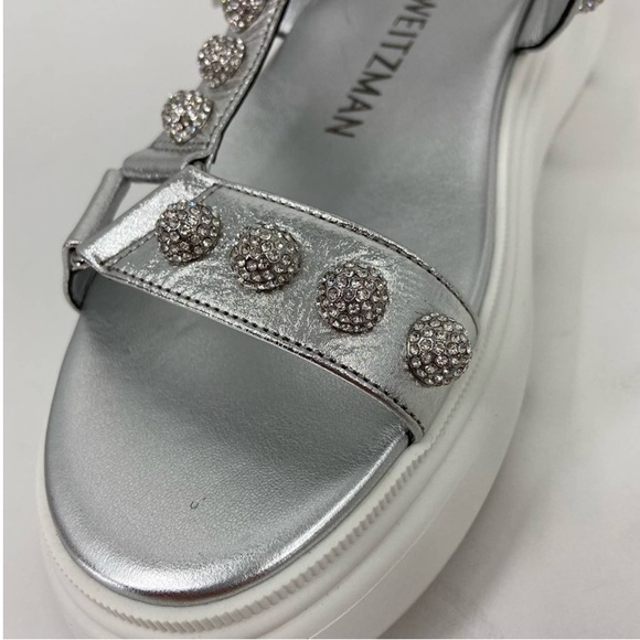 Stuart Weitzman Crystal Ball Embellished Sandals in Silver Size 9 - Picture 11 of 12
